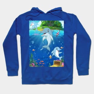 Dolphin in summer euphoria#2 Hoodie